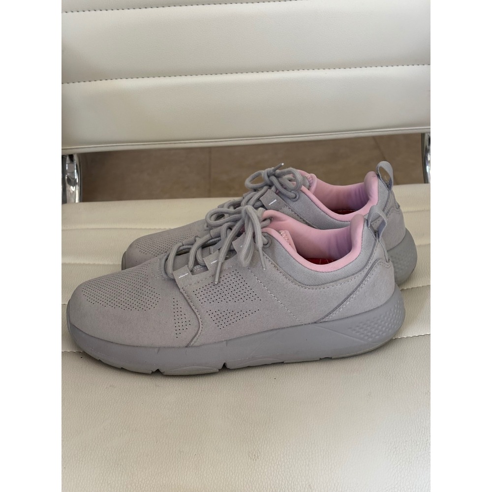 ULOGU Active Series Women Grey Pink‎ Perforated Lace Up Sneakers Size 38.5